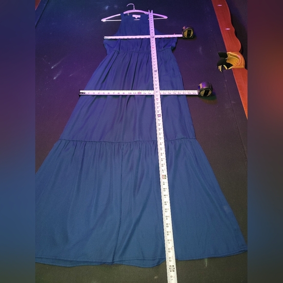 NSR Women's Blue 100% Polyester Halter Neck Sleeveless Long Maxi Dress Size XL - Picture 11 of 12